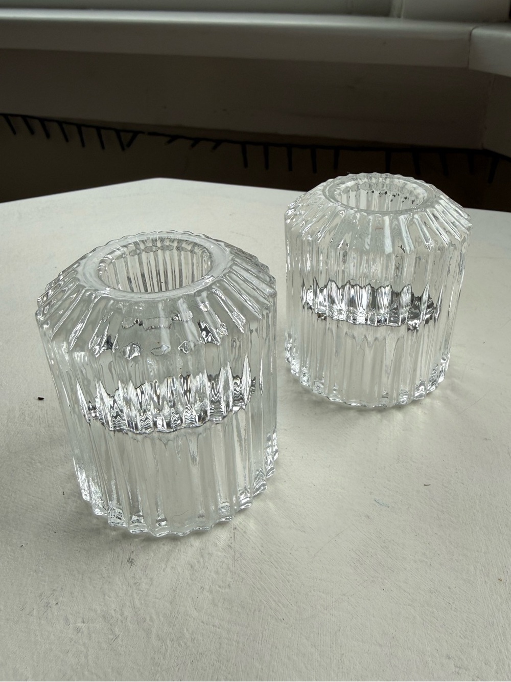 Glass tealight/taper holders set